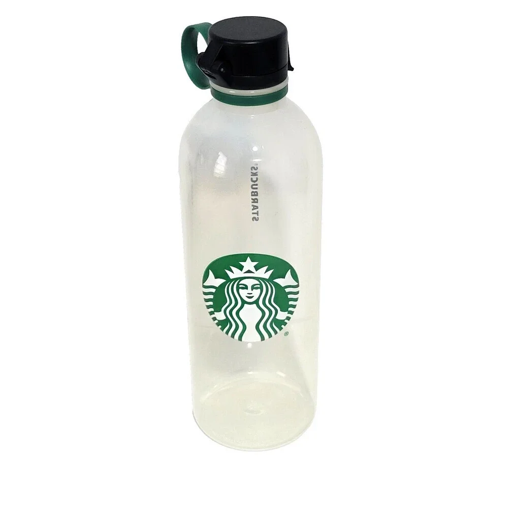 Starbucks Water Bottle Classic Siren Plastic Reusable 24 oz. Clear Flip-Top Lid